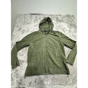 Uniqlo Jacket Men's Size XL Green Lightweight Canvas Hooded Full Zip Up EUC